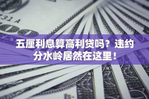 武汉五厘利息算高利贷吗？违约分水岭居然在这里！